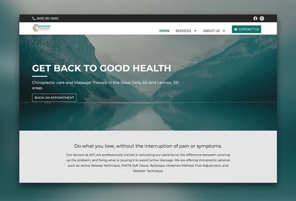 Chiropractor website home page design