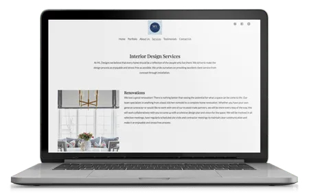 Interior design website services page