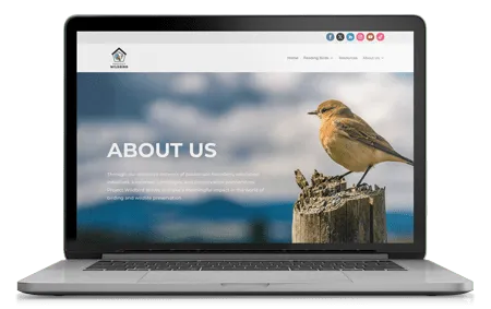 Wordpress website about page on a laptop